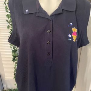 Vintage Winnie the Pooh Knit Button down Sleevless Shirt 2XL